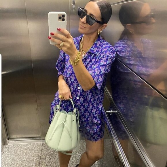 ZARA BUTTON DOWN PRINTED BLOUSE - Picture 2 of 10